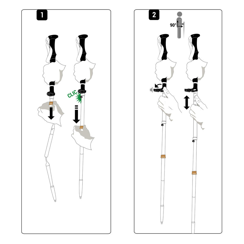 Bastón de trekking ultracompacto negro MT900 