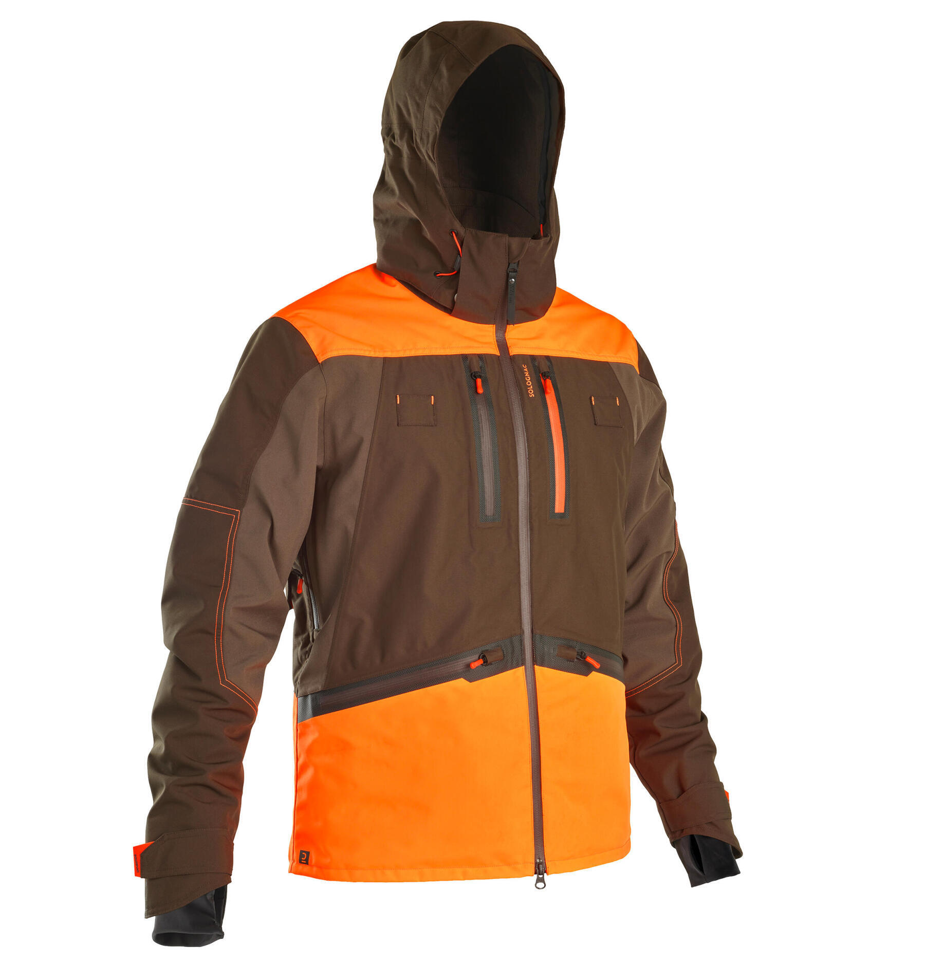 VESTE IMPERMEABLE RENFORT 900 MARRON/FLUO