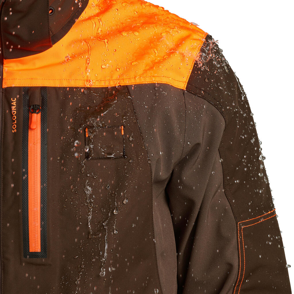 HUNTING WATERPROOF JACKET RENFORT 920 - NEON BROWN