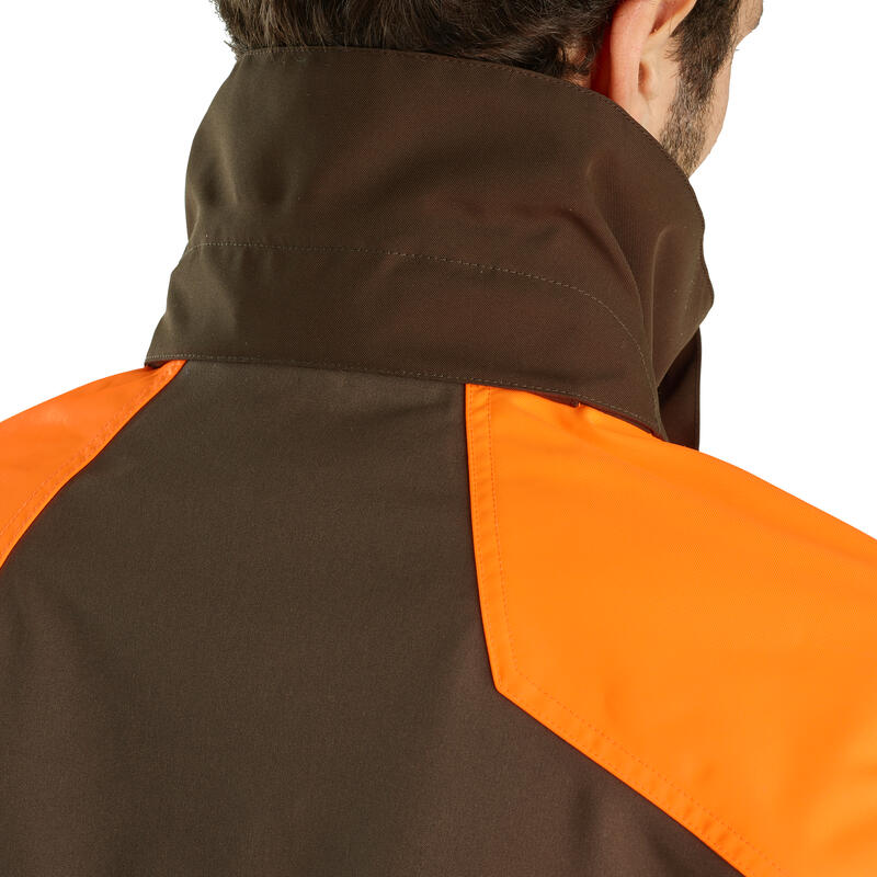 Jachetă Impermeabilă 900 FLUO Maro bărbați 