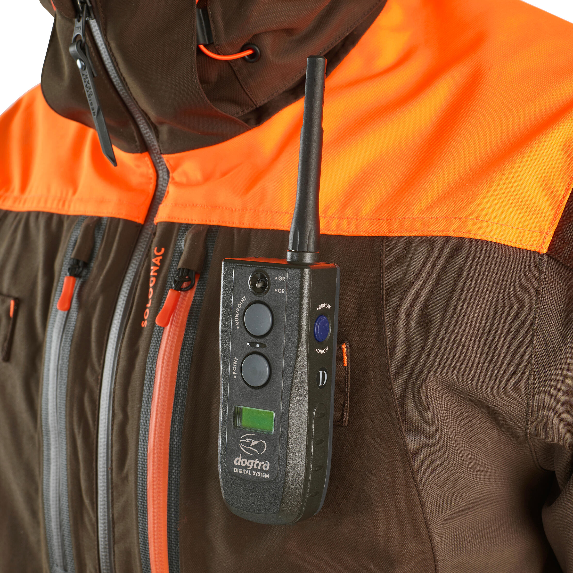 Veste chasse impermeable renfort fluo marron 900 becasse 8/29