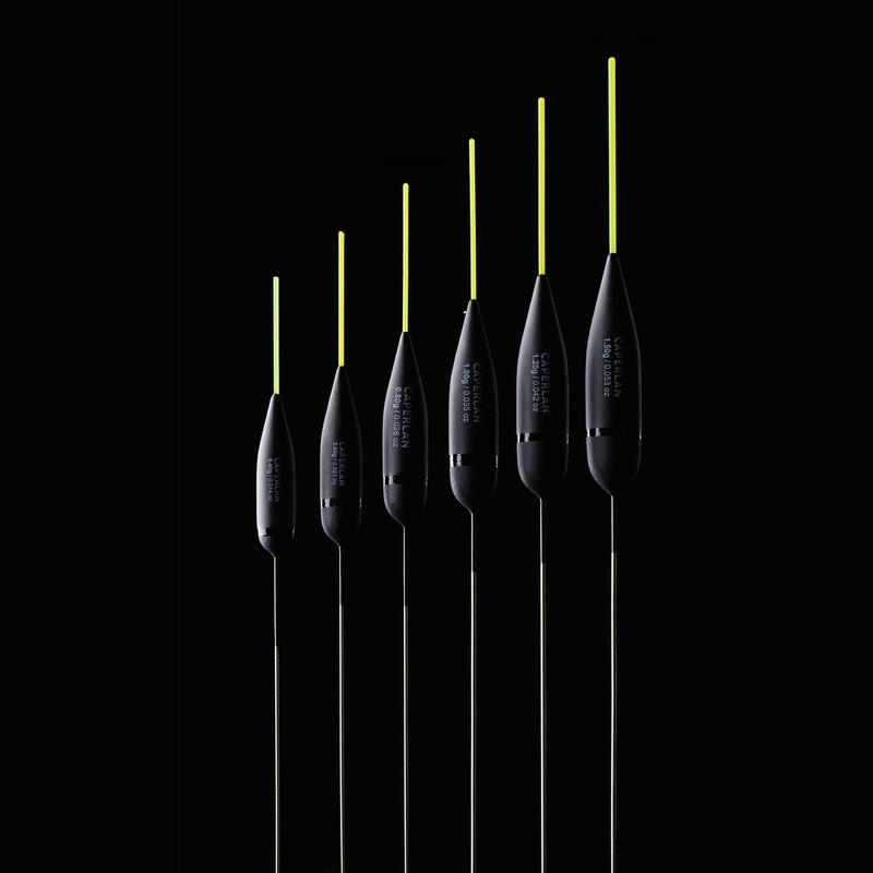 Set of Six Floats for Pole Fishing in Canals PFF900 C Set Yellow