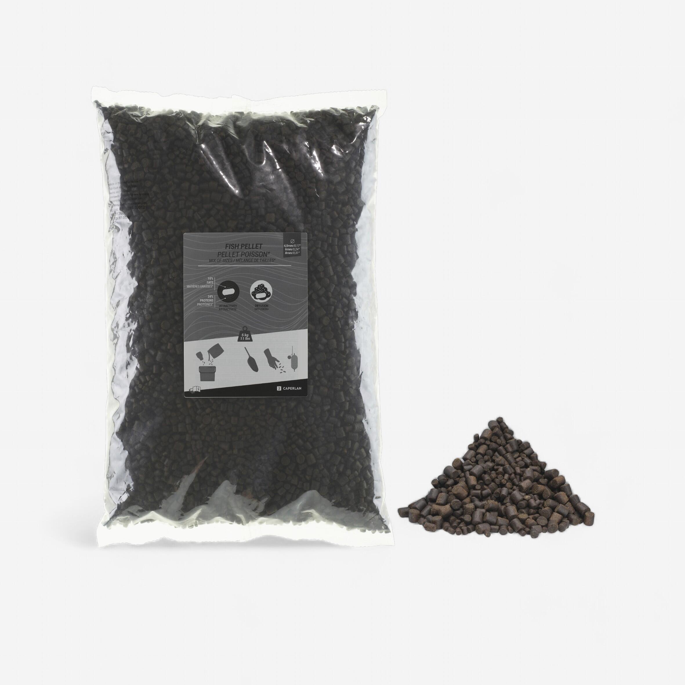 Pellets tubulares para peixe pesca à carpa 3 diâmetros 5 kg