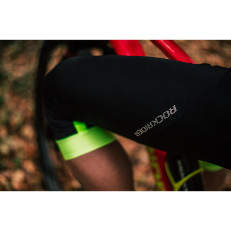 CULOTTE CICLISMO MTB 3/4 con tirantes ROCKRIDER XC negro y FLUOR