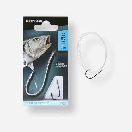 BLUE REVERSED spade-end hooks to line for sea fishing - Decathlon