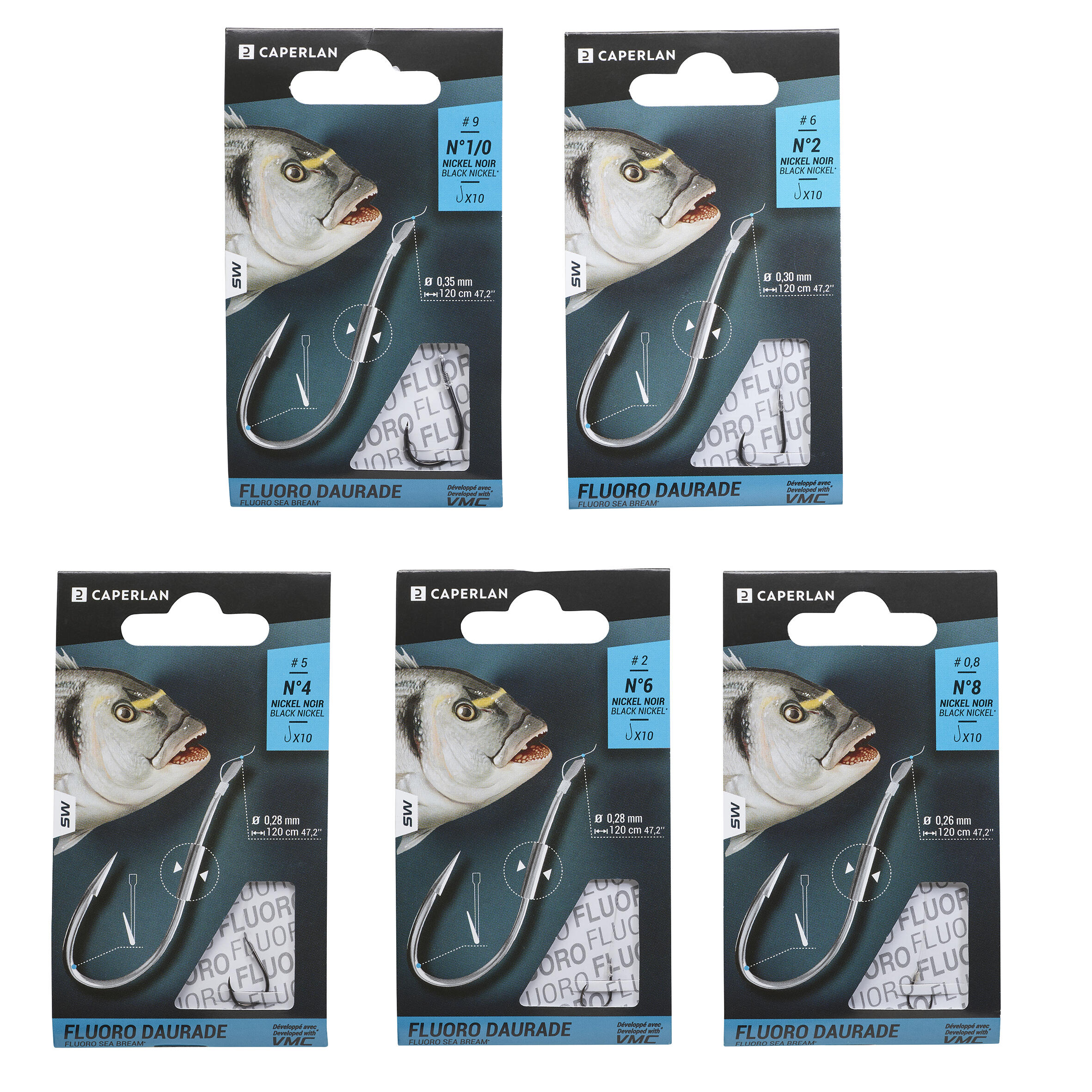 SN FLUORO SEABREAM spade-end hooks to line for sea fishing 5/17
