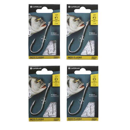 SN FLUORO stainless-steel eyed hooks to line for sea fishing
