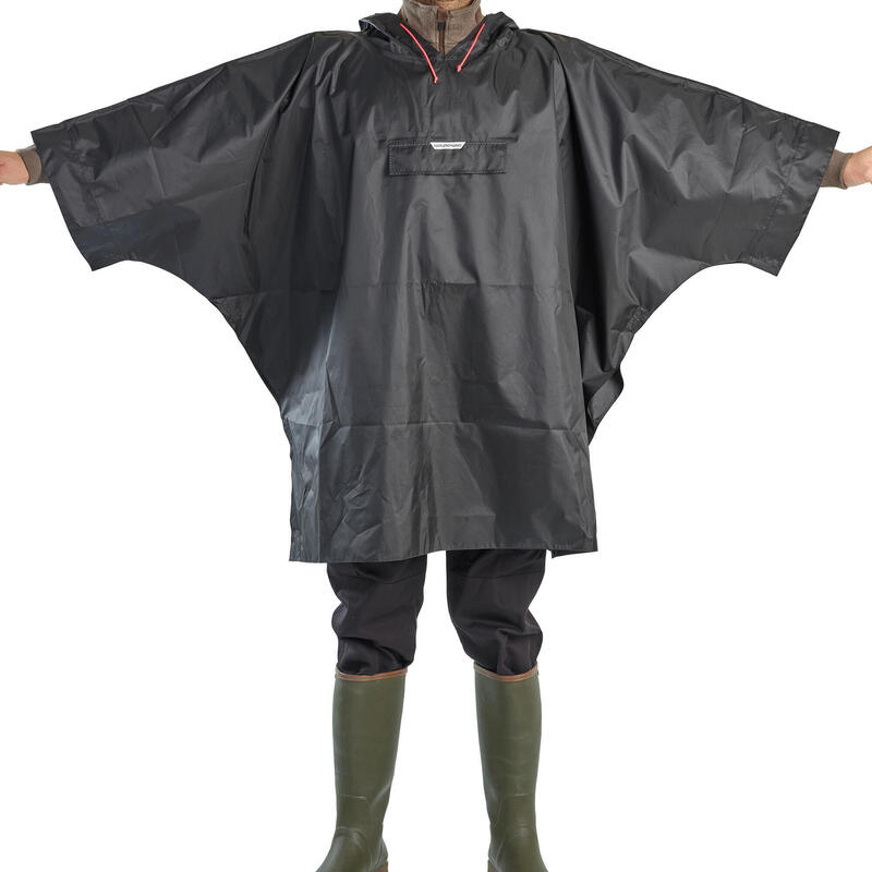 Poncho Chubasquero Lluvia Solognac Glenarm Adulto Capa Impermeable Negro