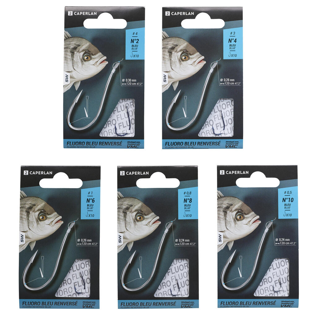 קרסי דיג מדגם SN HOOK - Fluorosea Bluereversed עם ראשים בצורת חץ עבור דיג בים
