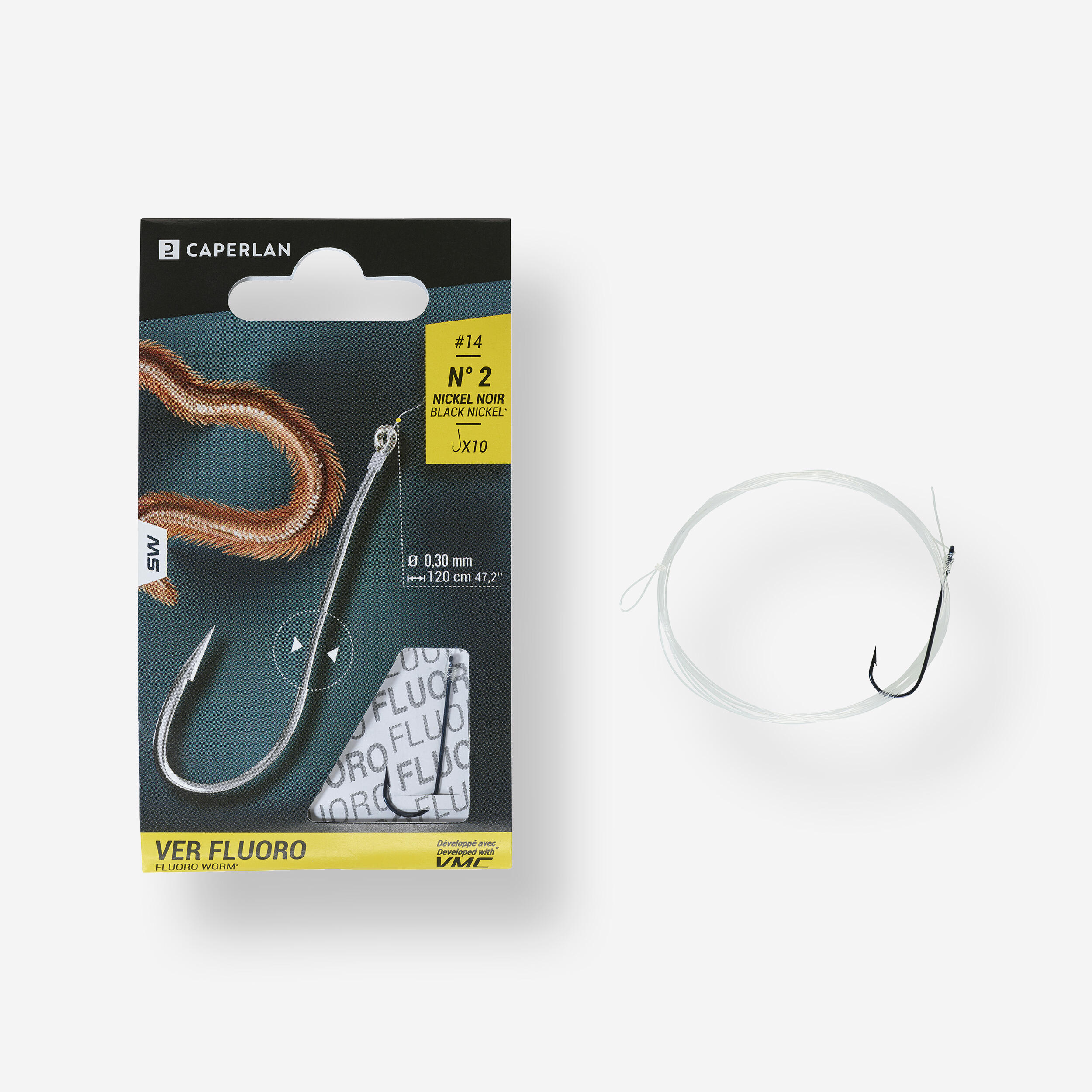 CAPERLAN SN FLUORO eyed hooks to line for sea fishing with worms