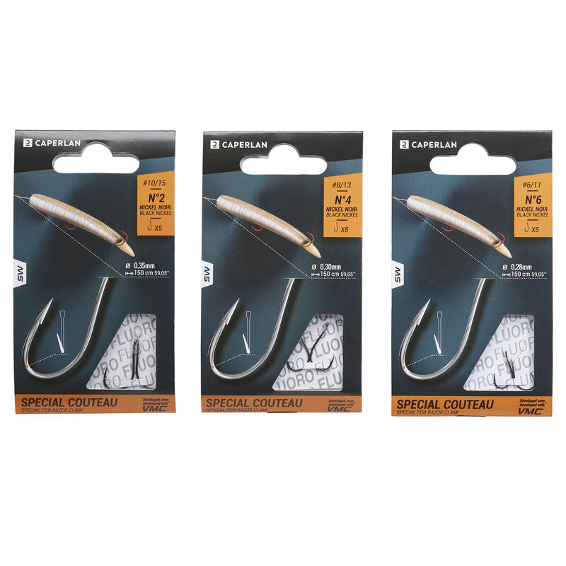 Sea fishing eyed hooks to line SN SPECIAL FOR RAZOR CLAMS Decathlon