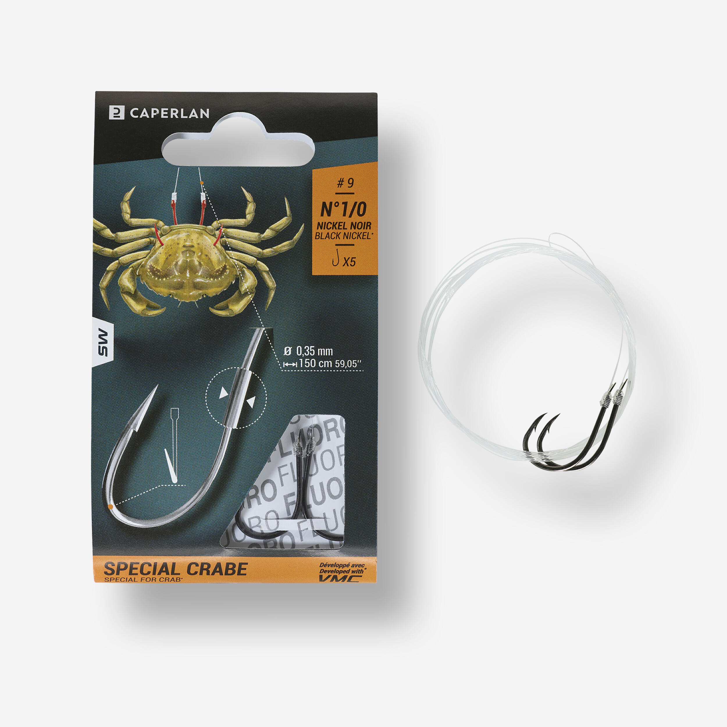 CAPERLAN SWSHKFLOCB spade-end hooks to line especially designed for sea fishing with crab