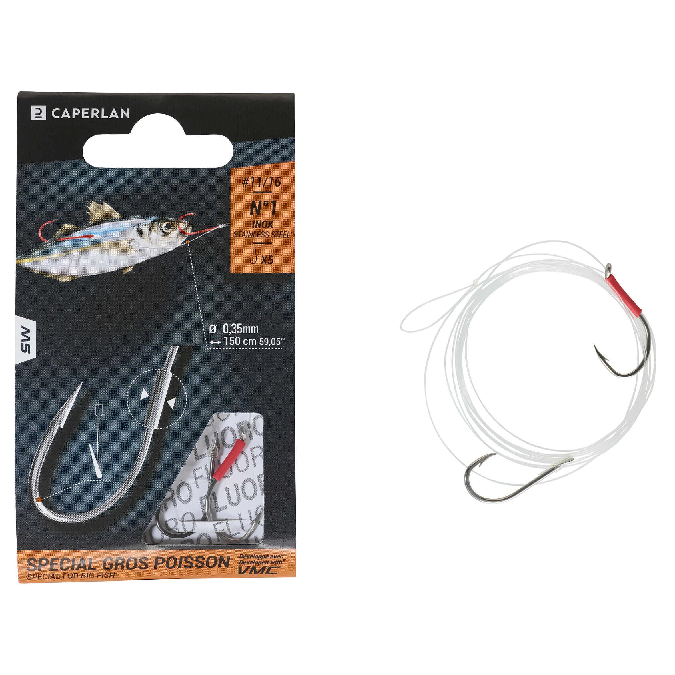 CAPERLAN Sea fishing eyed hooks to line SN SPECIAL LARGE FISH