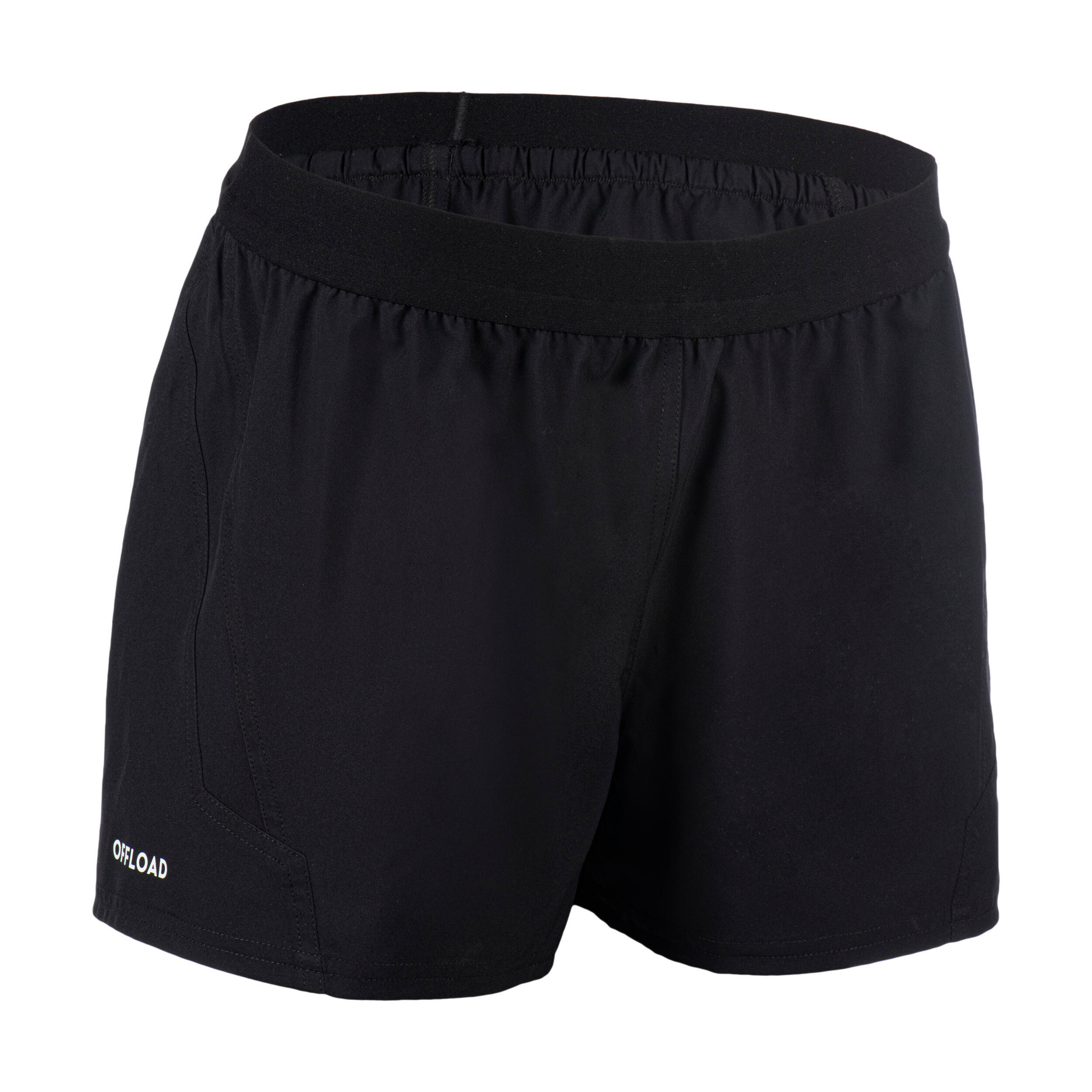 Pantalón corto de Rugby Mujer Offload R500 negro 7/14