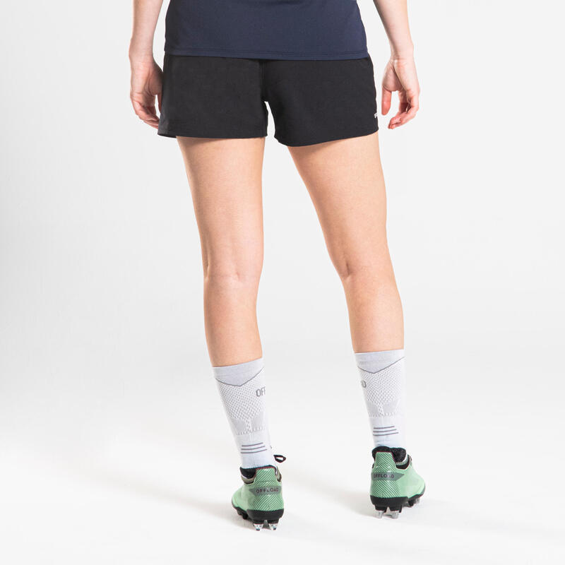 Rugbyshort voor dames R500 zwart