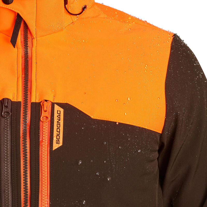 Softshell jas voor de jacht fluo bruin 500