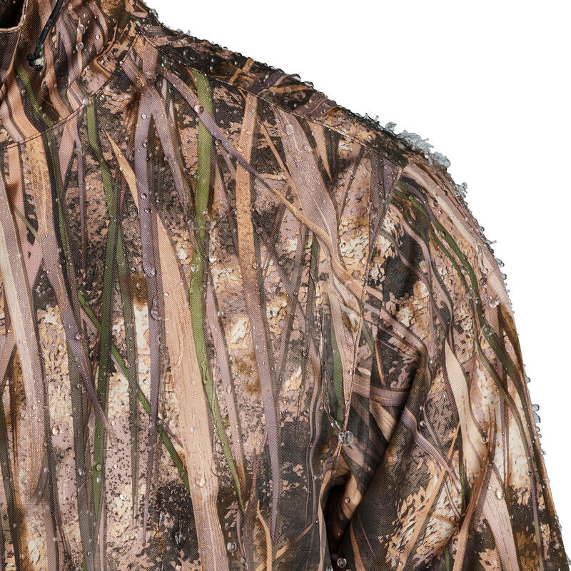 Lovecká bunda nepromokavá 100 maskovací s motivem rákosí