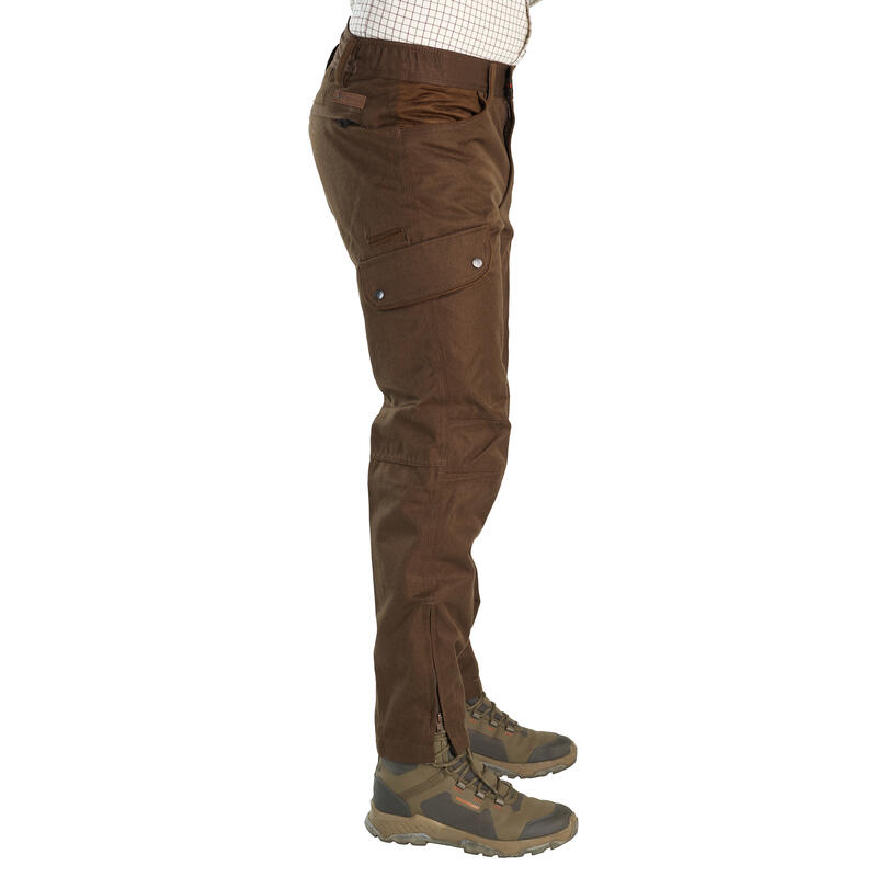 Pantalón Caza Verney Carro Sologne Hombre Impermeable Marron Multibolsillos