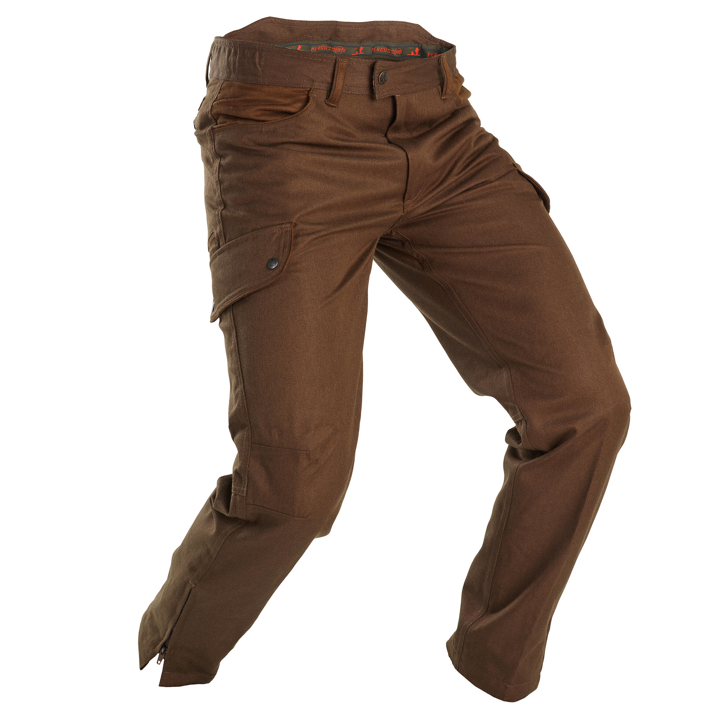 Pantalón Caza Verney Carro Sologne Hombre Impermeable Marron Multibolsillos 3/15