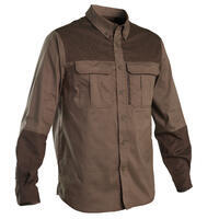 Chemise chasse coton manches longues confortable résistante Homme - 500 marron