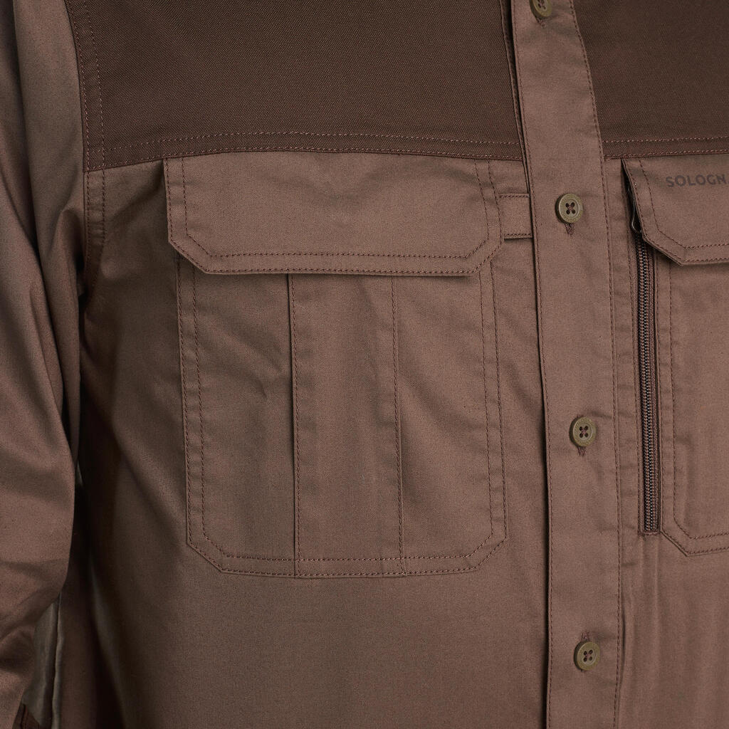 Pohodlná a odolná poľovnícka bavlnená košeľa 520 s dlhým rukávom