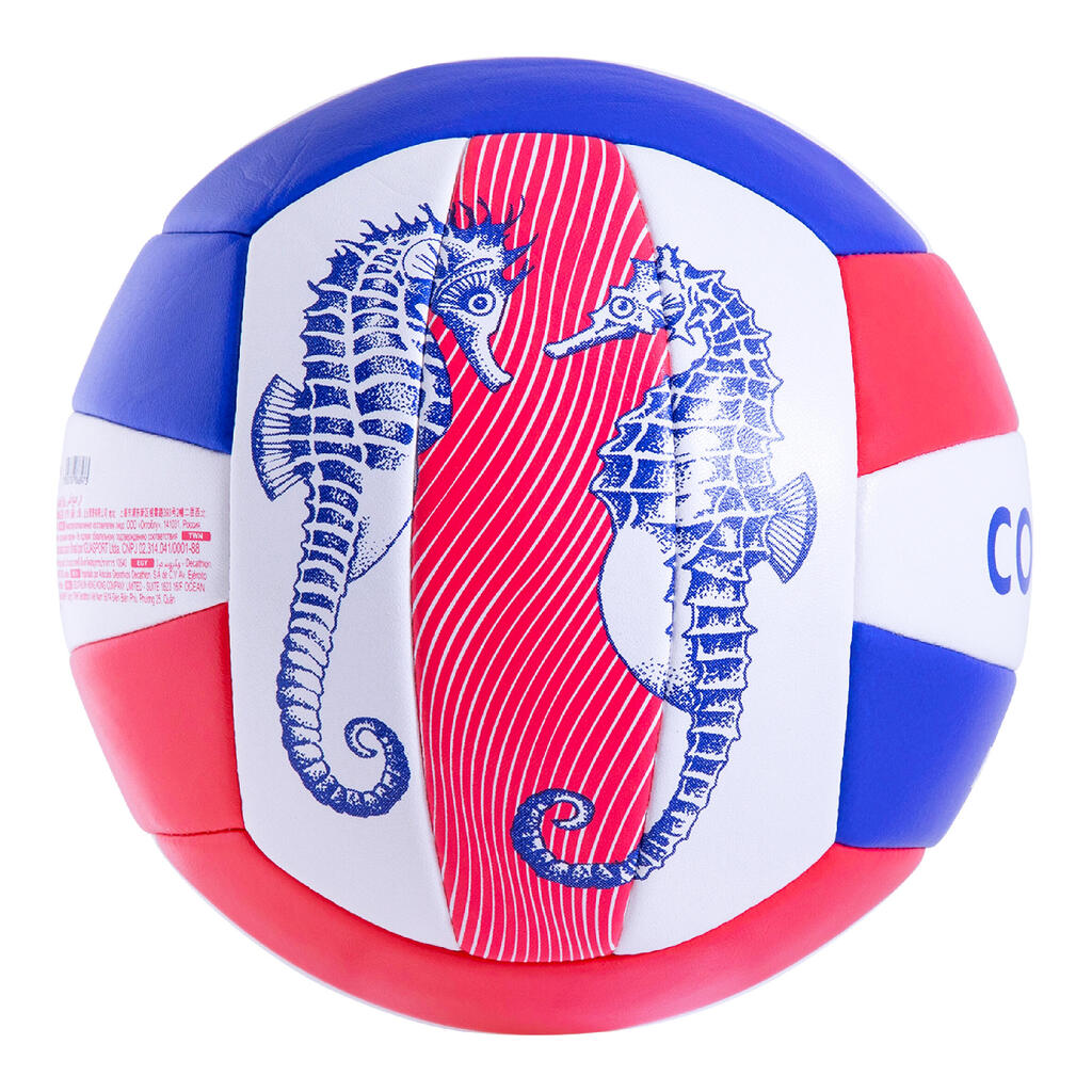 Lopta na plážový volejbal 100 Classic šitá veľkosť 5 modrá palma