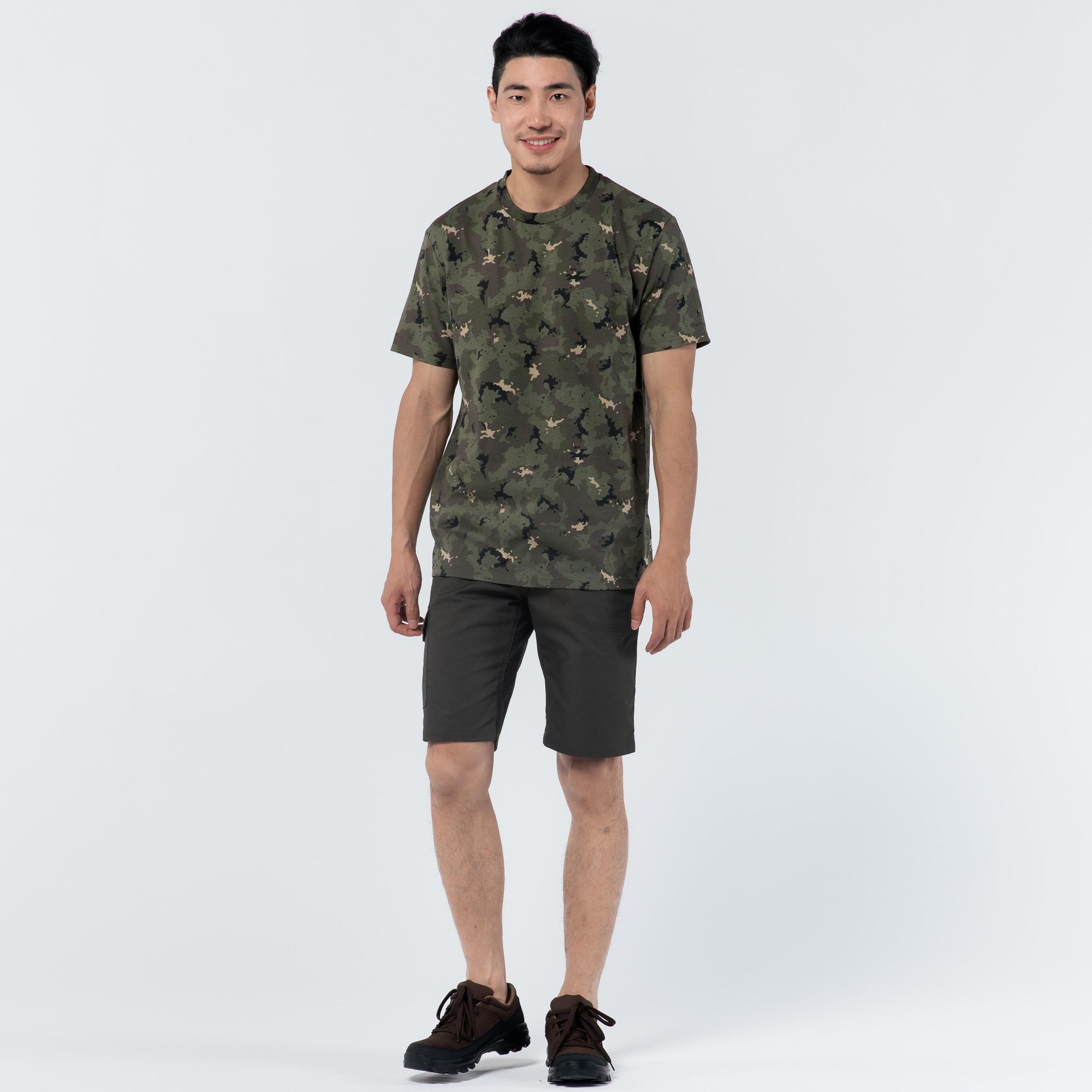 100 Short-Sleeve Hunting T-Shirt - Camouflage Green 2/3