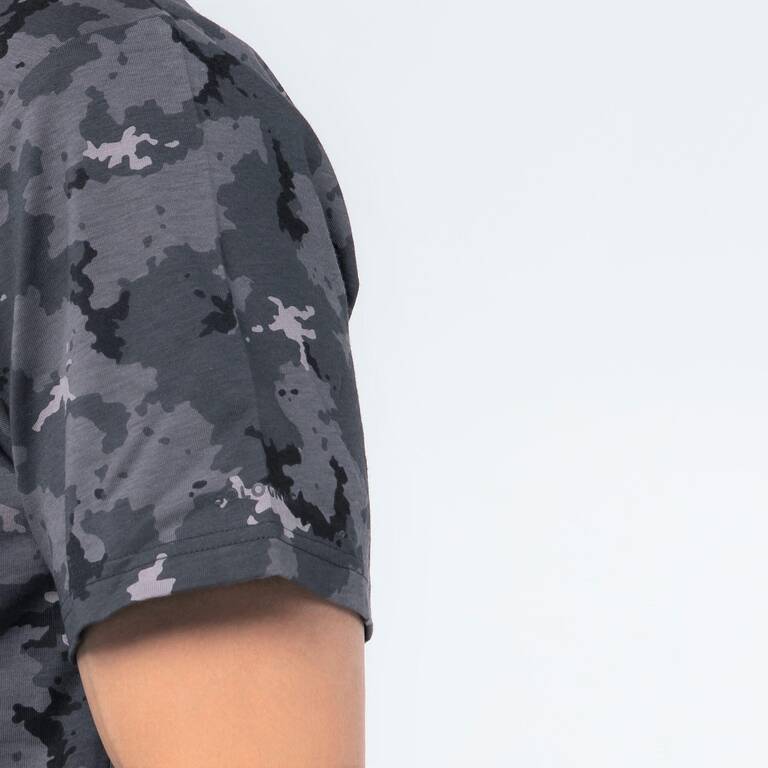 100 Short-Sleeve Hunting T-Shirt - Camouflage Grey