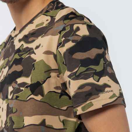 Camiseta Manga Corta Hombre Caza Solognac 100 Algodon Camuflaje Militar Marrón