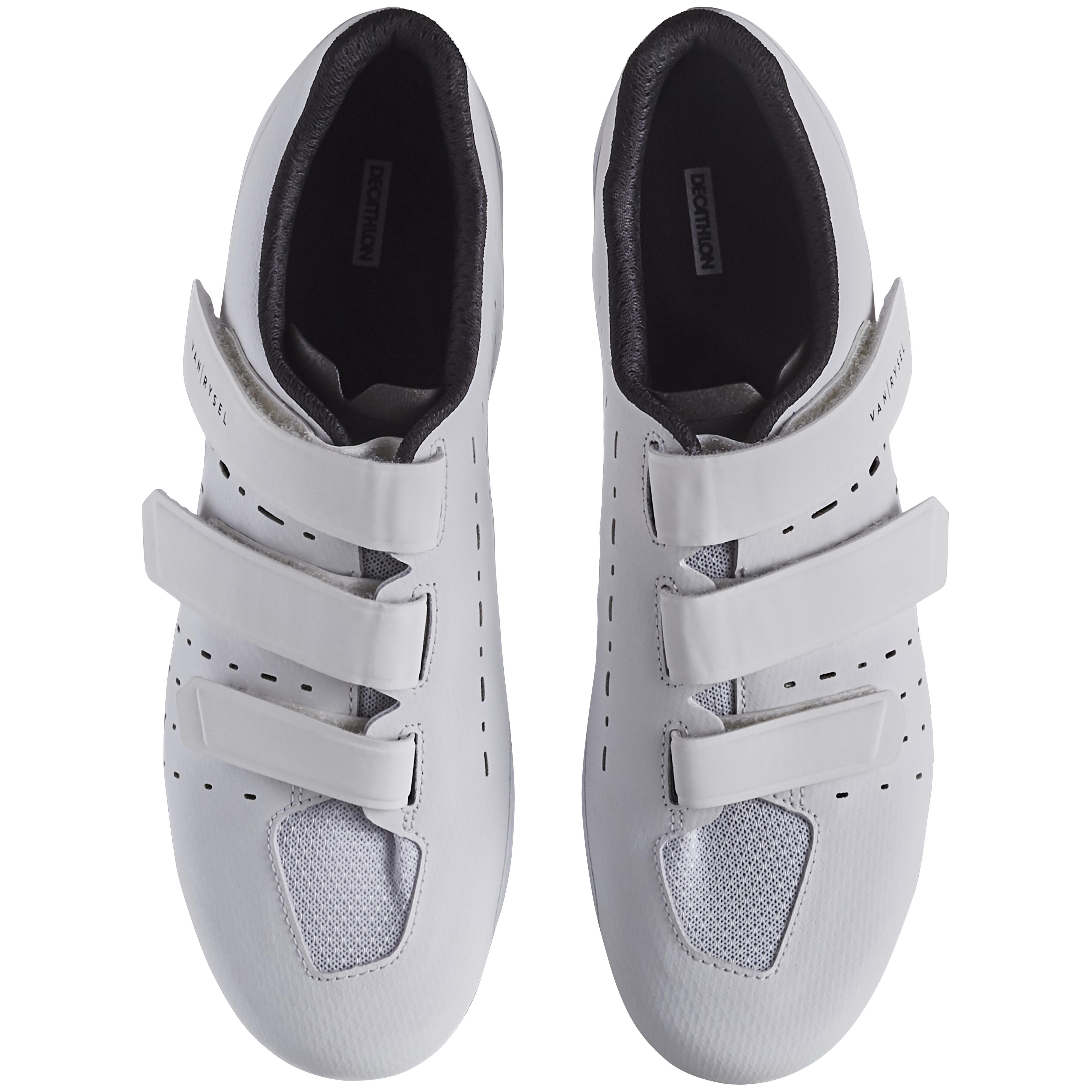 Road Biking Shoes Road 100 White Snow white Van rysel Decathlon