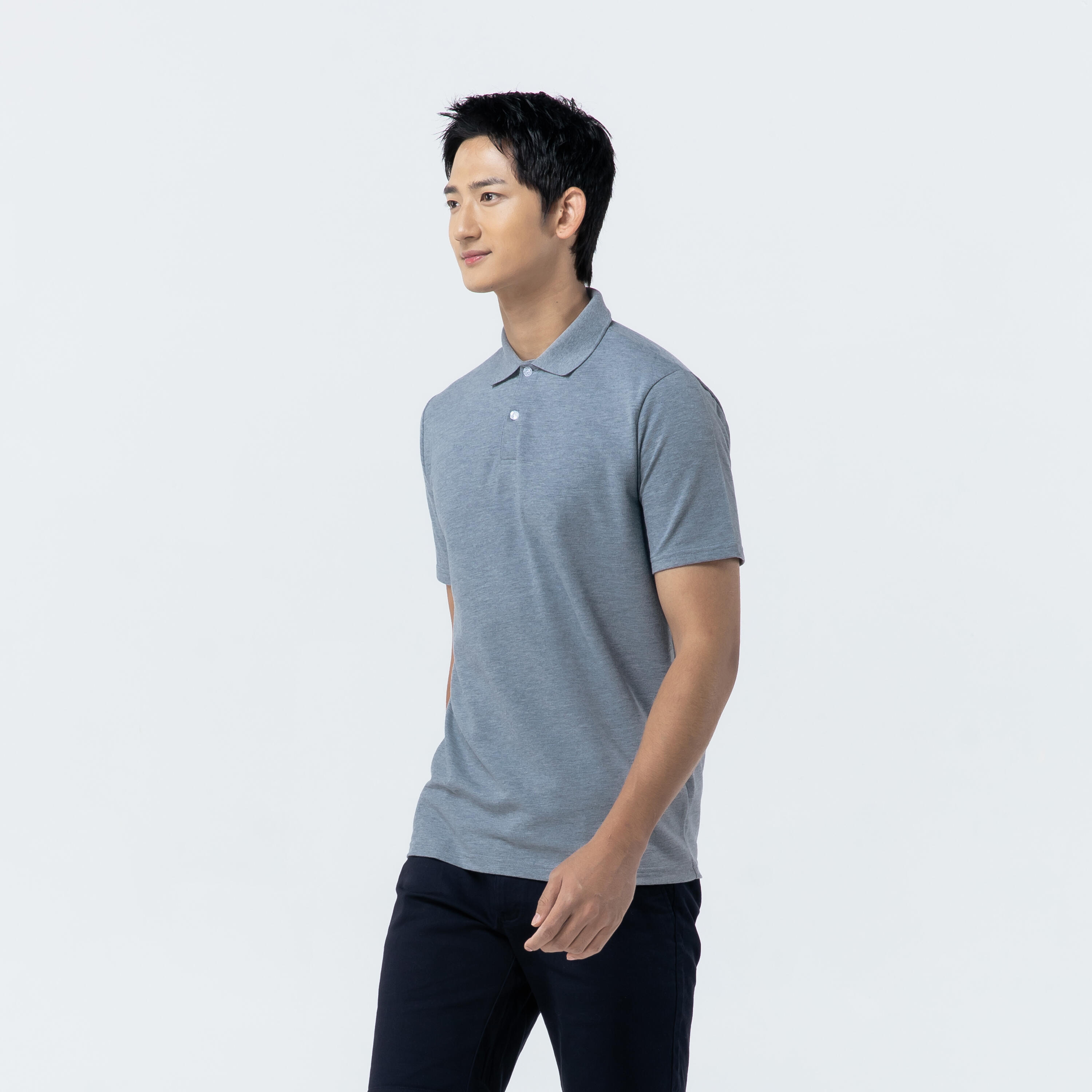 Men's golf short-sleeved polo shirt MW500 mottled grey 10/39