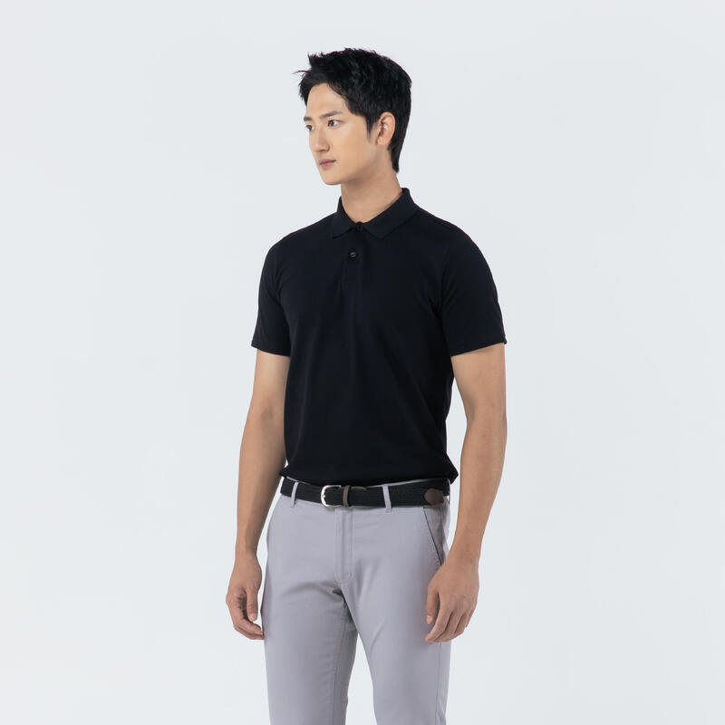 Polo Golf Hombre Negro Manga Corta