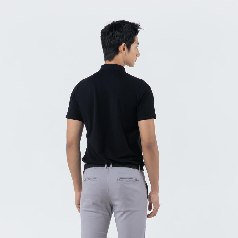 Polo Golf Hombre Negro Manga Corta