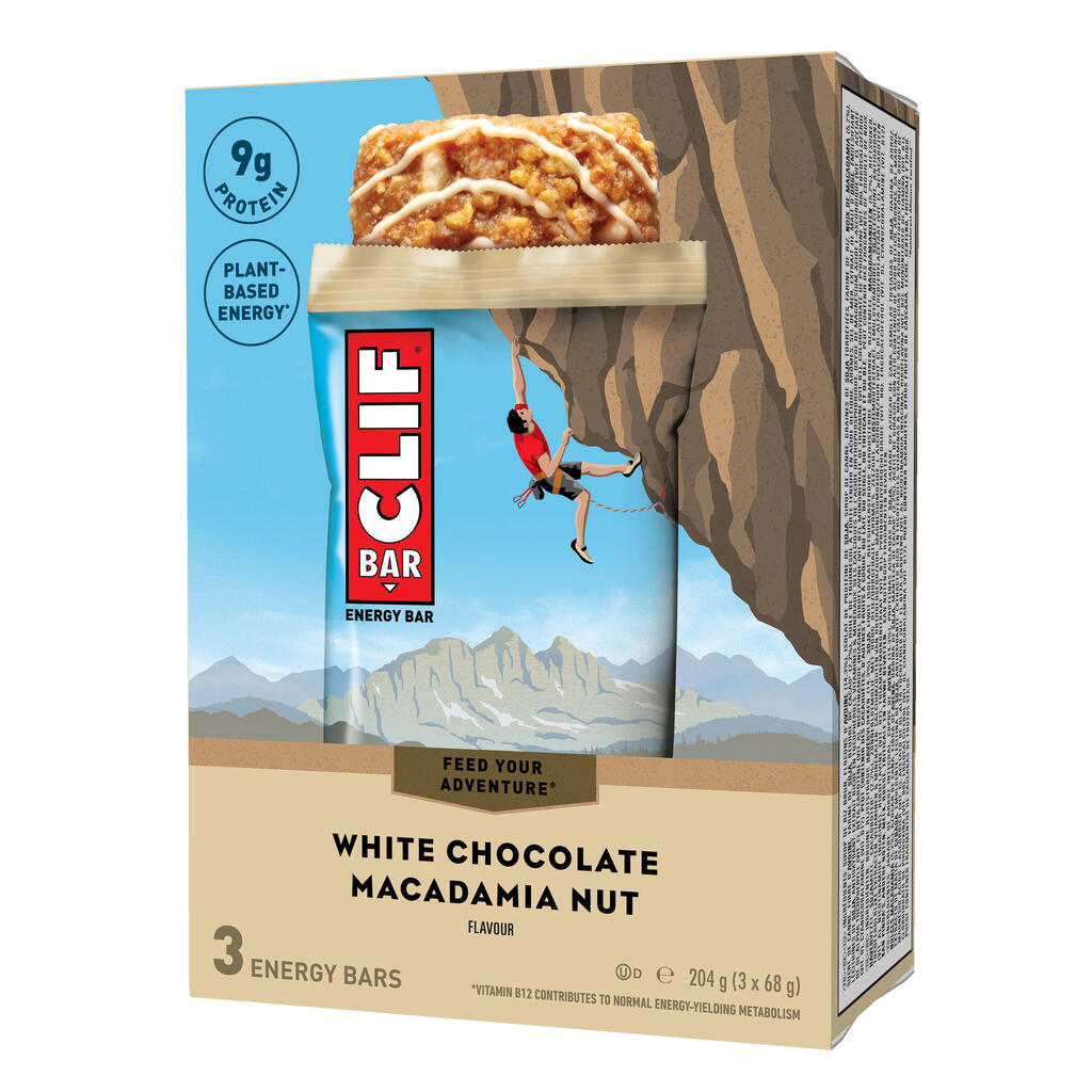 Valge šokolaadi ja makadaamiapähklimaitseline energiabatoon Clif Bar, 3 tk (68 g)