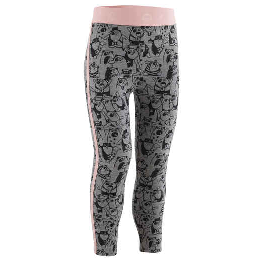 
      Kids' Warm Leggings 120 - Grey/Pink with Patterns
  