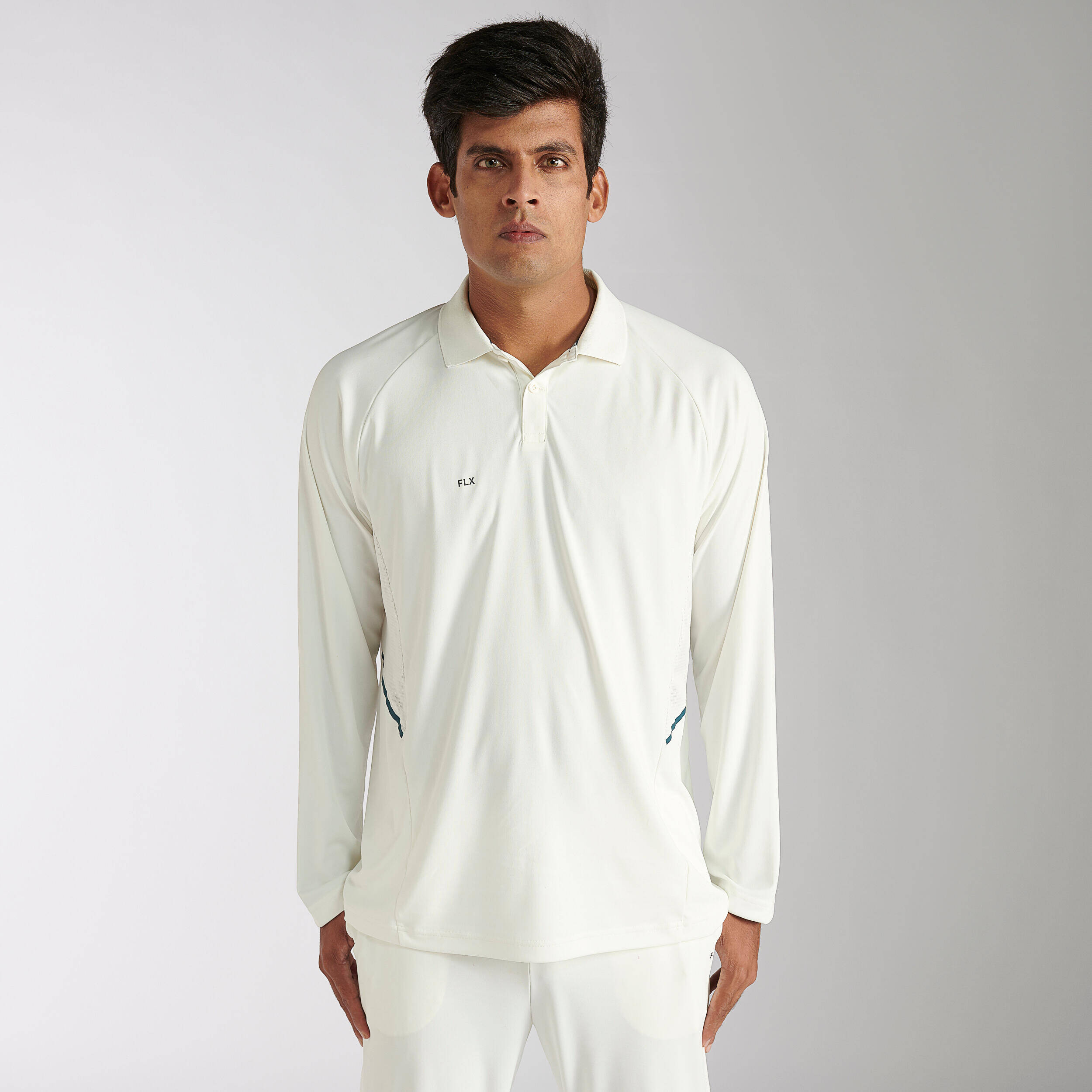 Men Cricket Full Sleeved Polo Tshirt FSP500 - White -  4