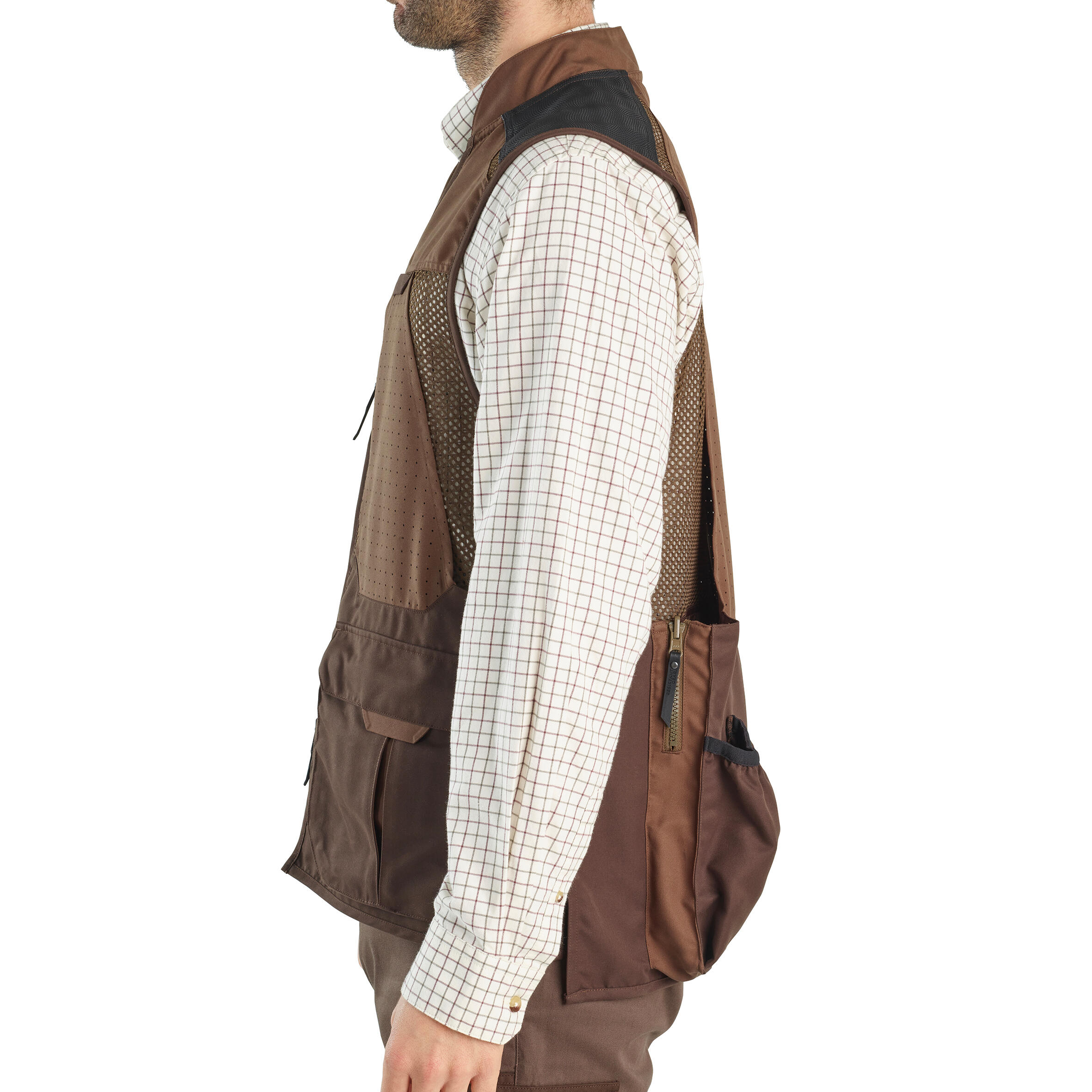 Men's Hunting Breathable Waistcoat - 520 brown V2 9/12