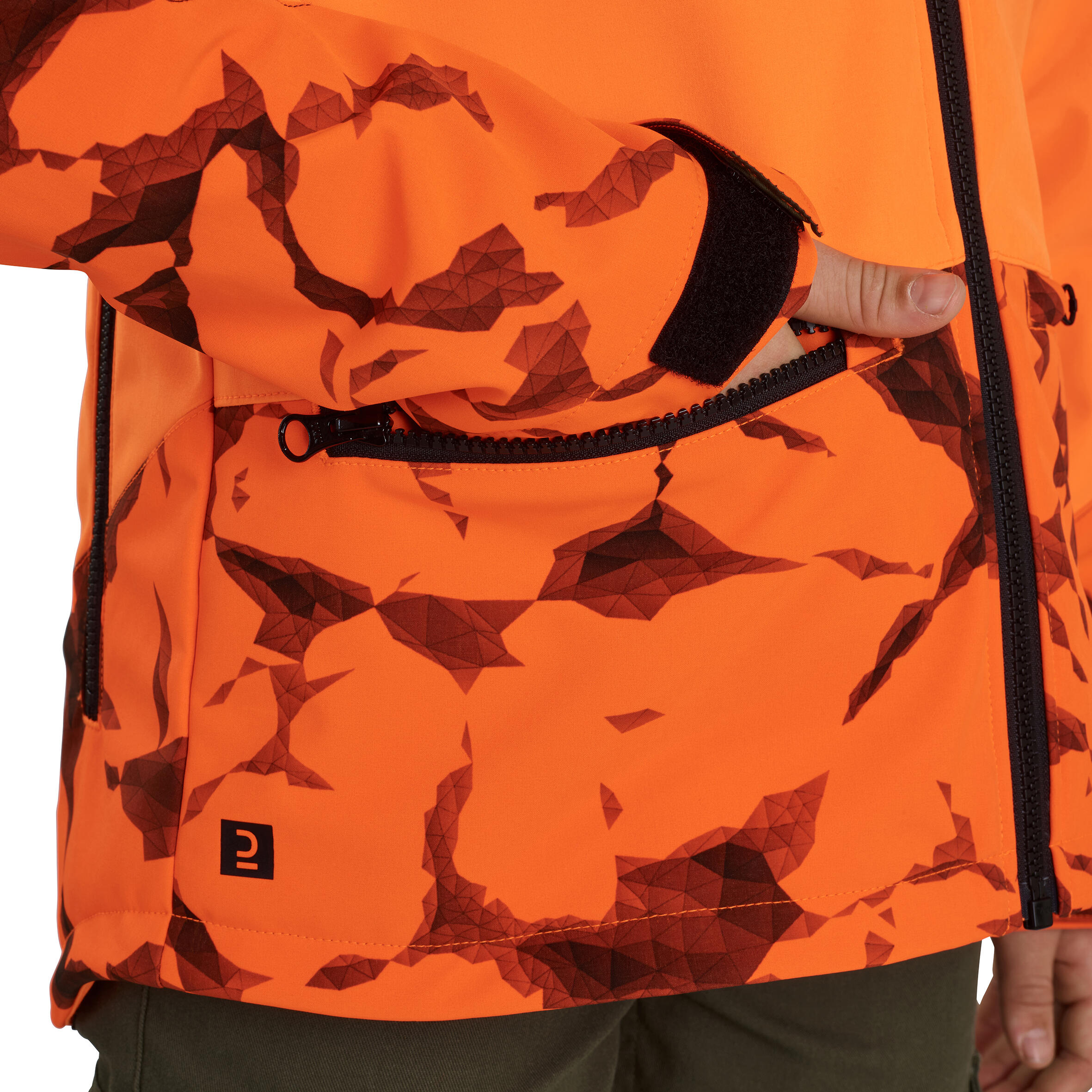 Chaqueta Softshell Caza Solognac 500 Niños Naranja Fluo Cortavientos Perlante 6/9