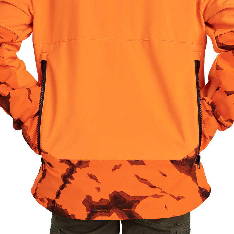 Chaqueta Softshell Caza Solognac 500 Niños Naranja Fluo Cortavientos Perlante