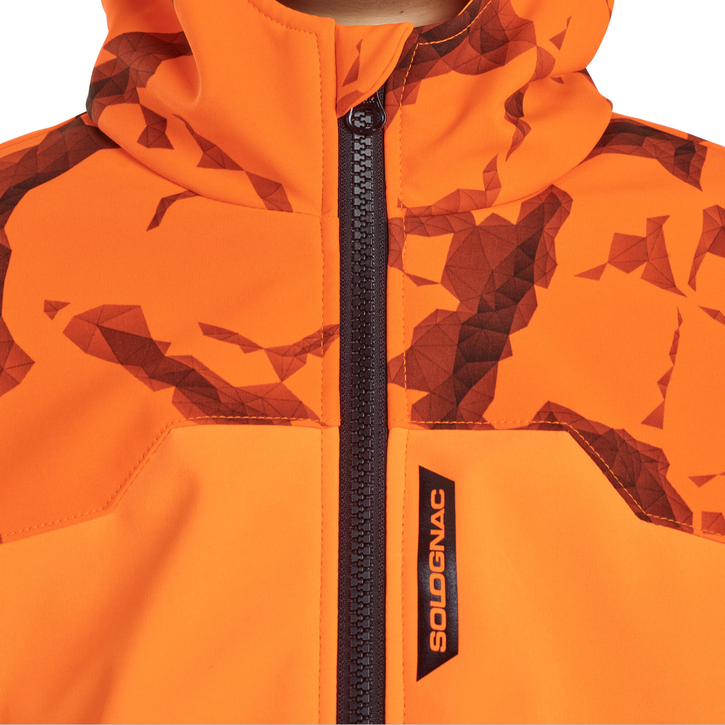 Chaqueta Softshell Caza Solognac 500 Niños Naranja Fluo Cortavientos Perlante 7/9