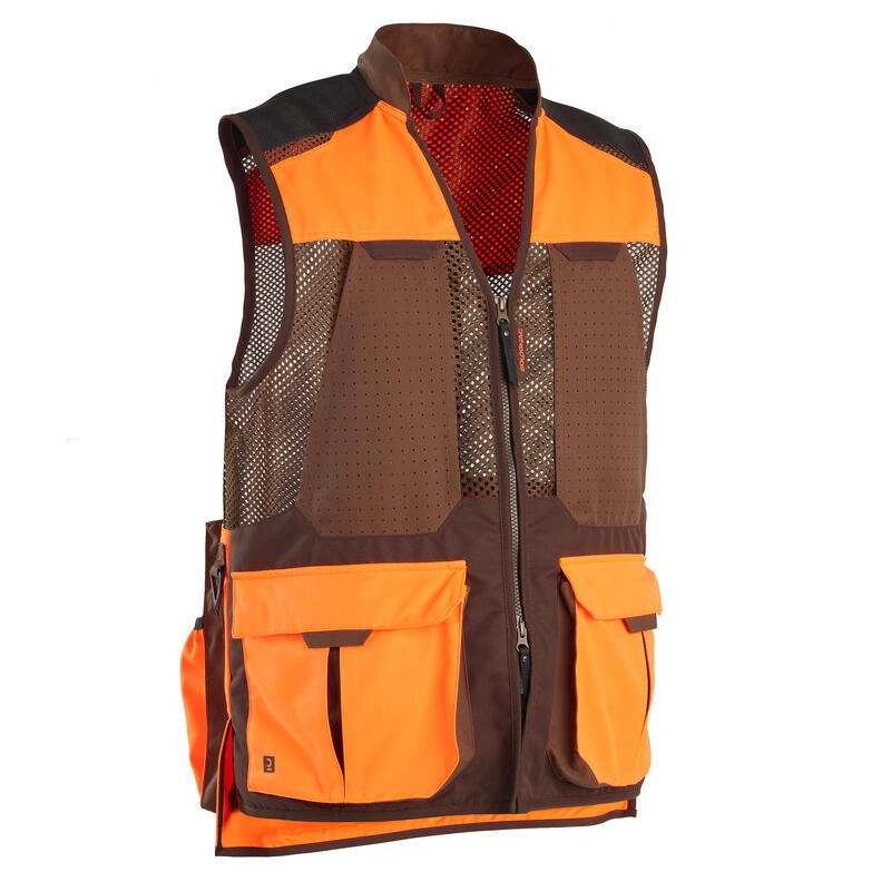 Ademend jagersvest voor heren 520 V2 fluo/bruin