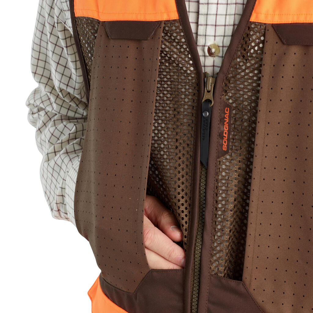 Men's Country Sport Breathable Waistcoat - 520 Neon/Brown V2