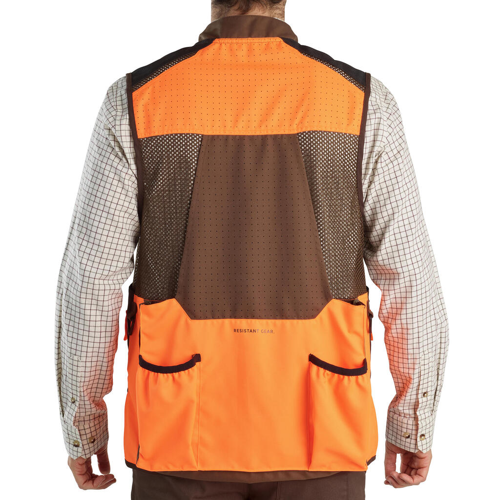 Men's Country Sport Breathable Waistcoat - 520 Neon/Brown V2