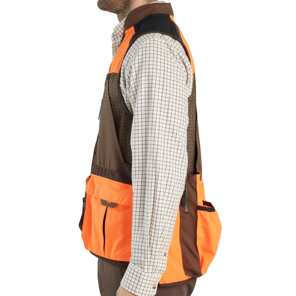 Men's Country Sport Breathable Waistcoat - 520 Neon/Brown V2