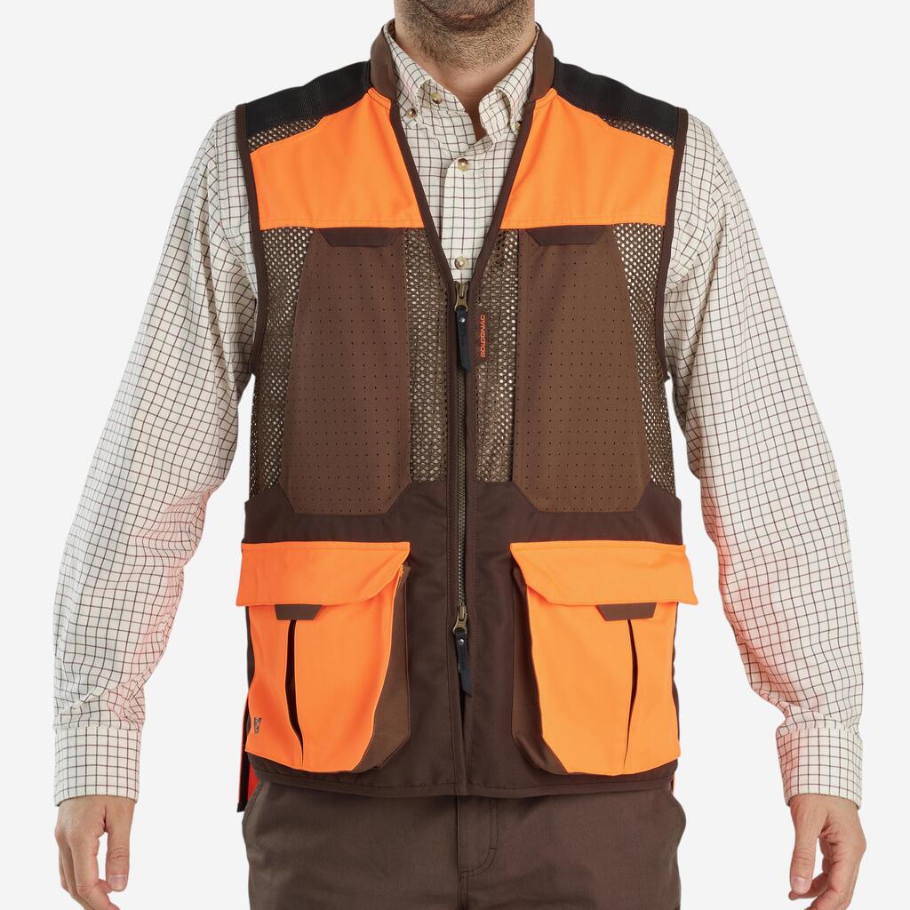 Men's Country Sport Breathable Waistcoat - 520 Neon/Brown V2