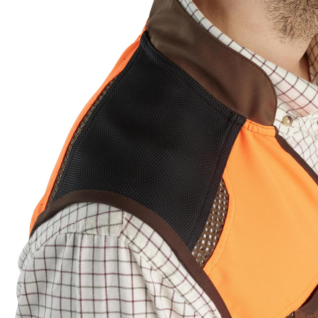 Men's Country Sport Breathable Waistcoat - 520 Neon/Brown V2