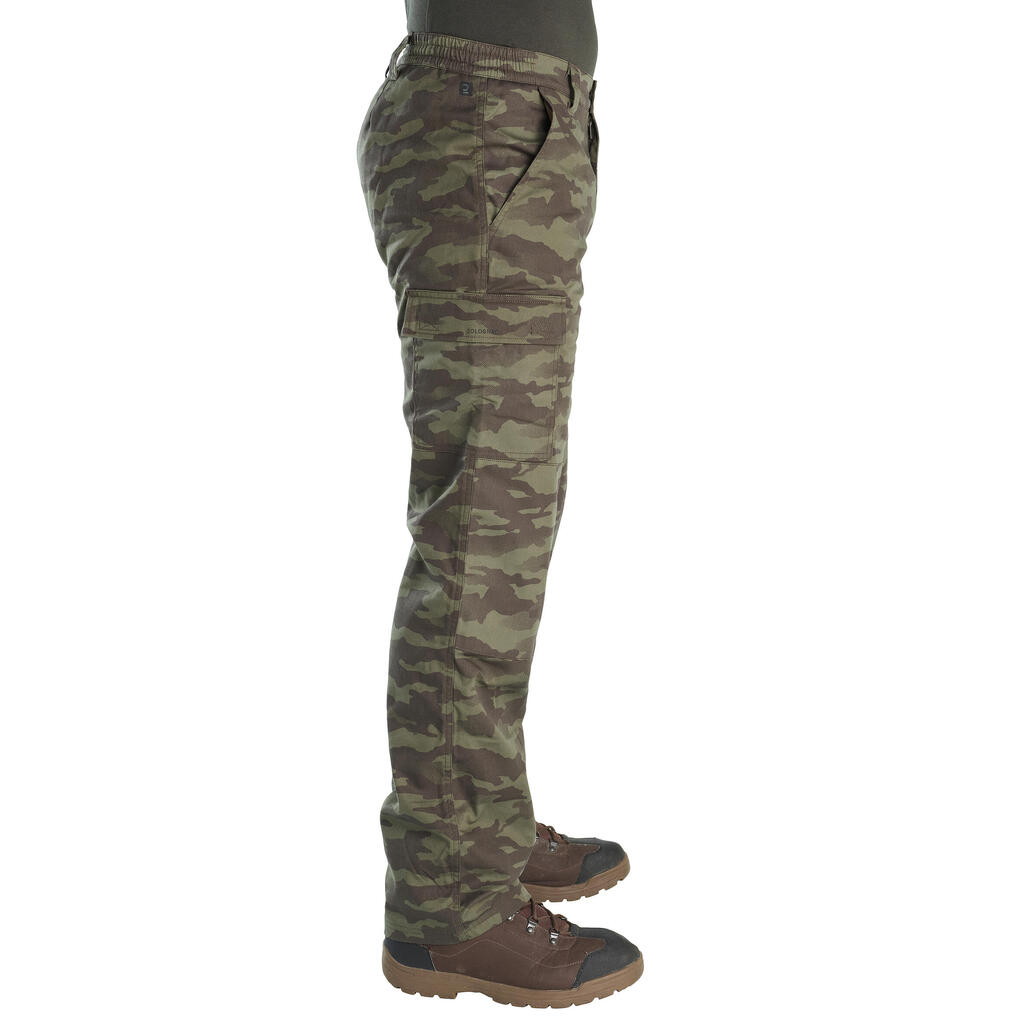 Kamuflažne tople lovačke pantalone 100 