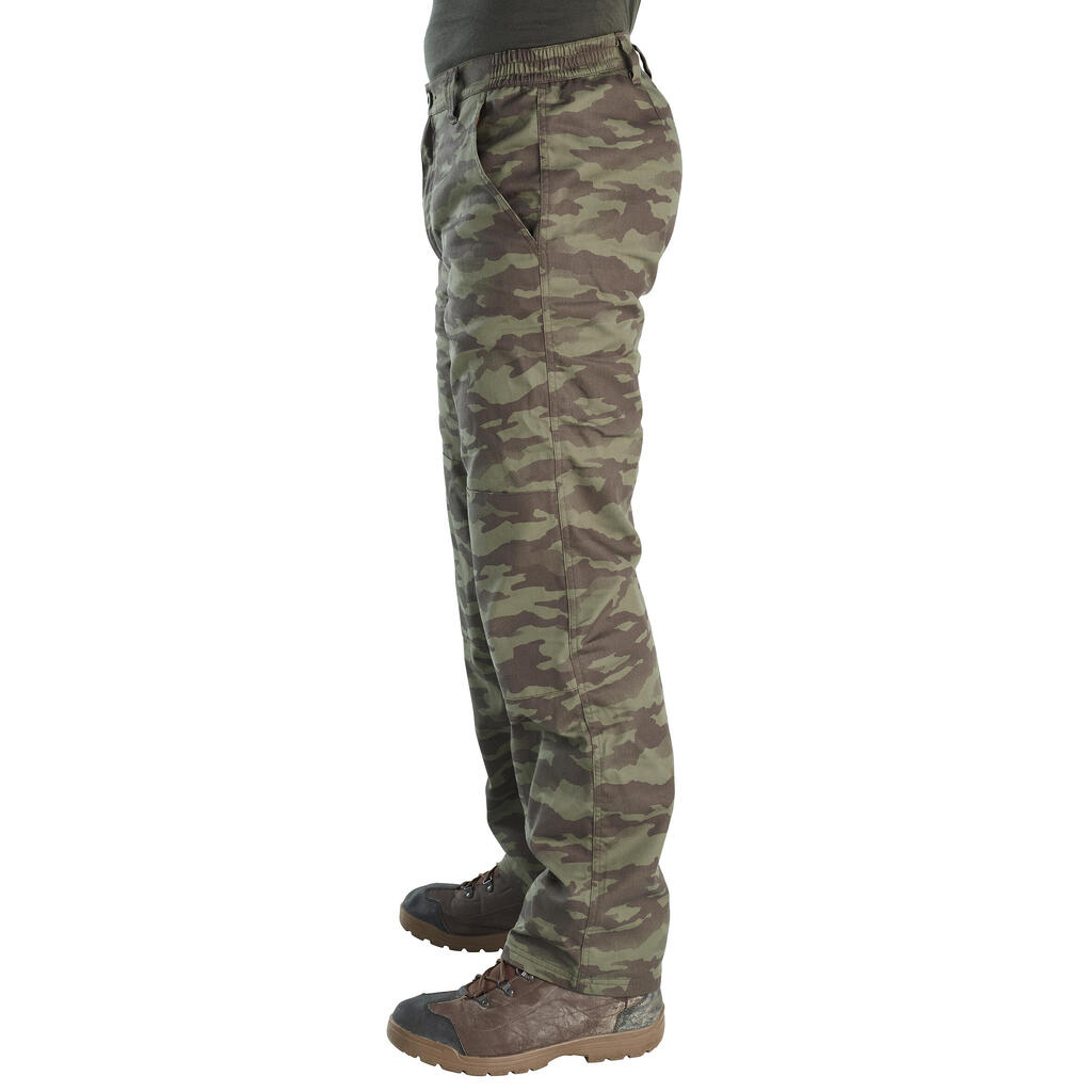 Kamuflažne tople lovačke pantalone 100 