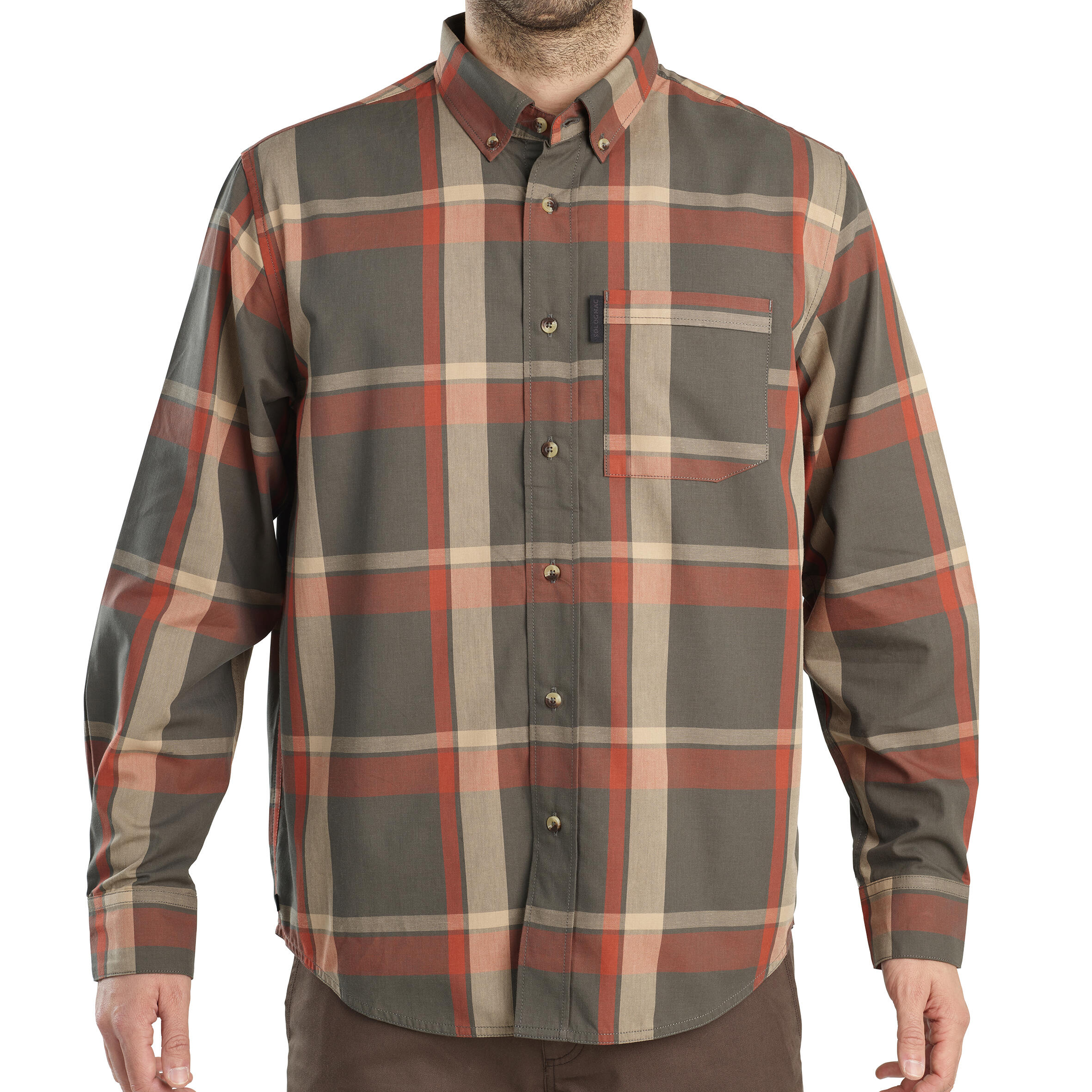 Long sleeve hunting shirt SG100 LTD - Green and Red 2/8