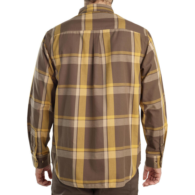Overhemd voor de jacht lange mouwen SG100 LTD bruin en geel